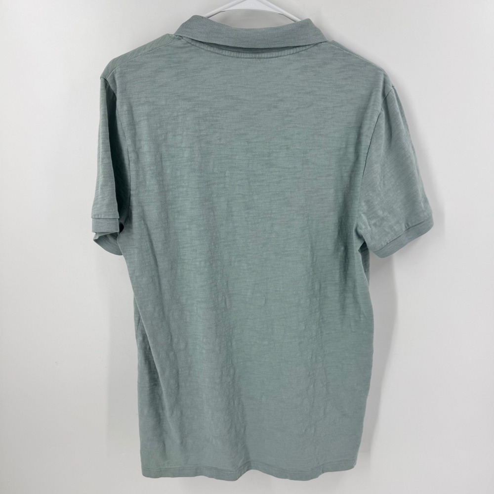 Vince Mens Sage Green Slub Cotton Short Sleeve Polo Shirt Size M Made in Peru - Picture 7 of 9